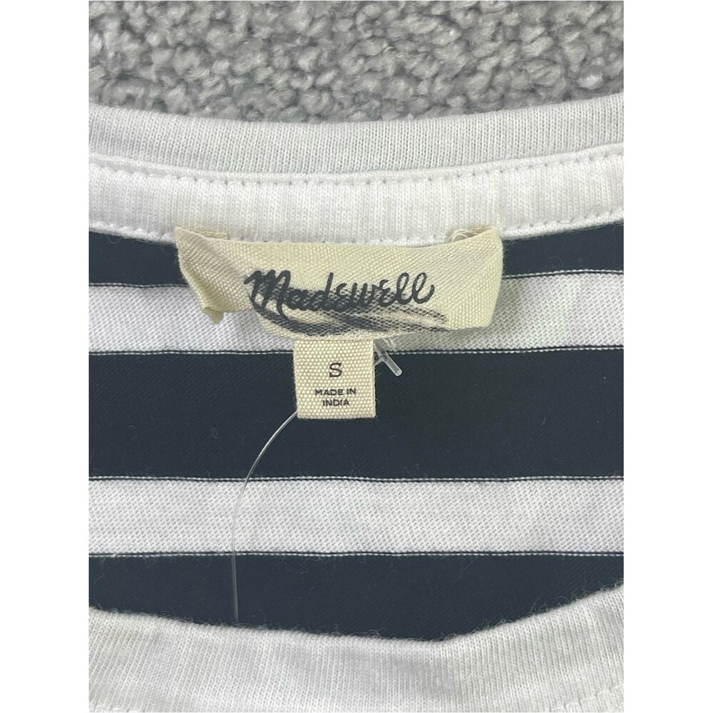 Madewell The Perfect Crewneck Tee in Allday Jersey Size Small Black Striped - Picture 7 of 9